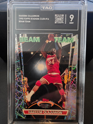 Olajuwon 92 Stadium Club BEAM TEAM #16 TAG 9 MINT