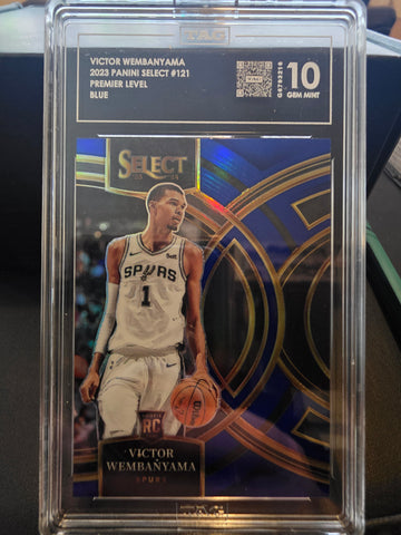 Wemby 2023 Panini Select Blue #121 RC TAG 10 Gem Mint