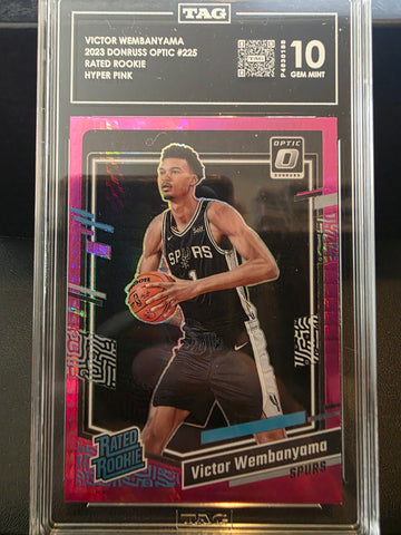 Wemby 2023 Donruss Optic Hyper Pink RC TAG 10 Gem Mint