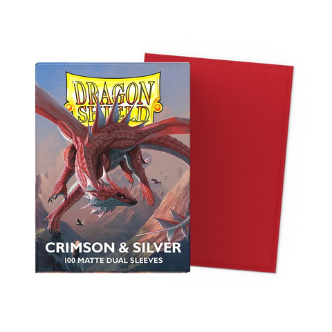 Dragon Shield Sleeves Matte Dual Crimson and Silver 100ct