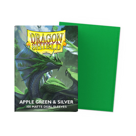 Dragon Shield Sleeves Matte Dual Apple Green and Silver 100ct
