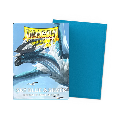Dragon Shield Sleeves Matte Dual Sky Blue and Silver 100ct