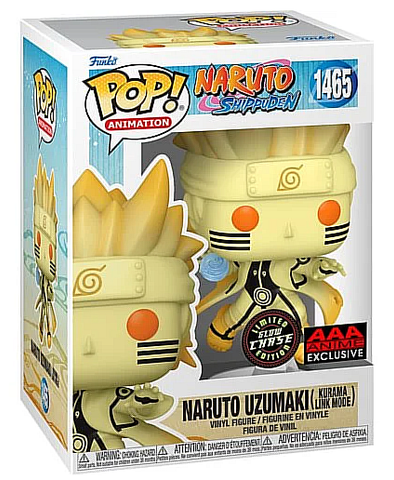 Naruto Shippuden Naruto Uzumaki (Kurama Link Mode) Funko Pop! Vinyl Figure (GITD Chase) (AAA Exclusive)